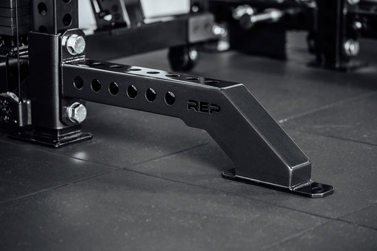 Close-up of Front Foot Extension Pair 2.0 with REP branding